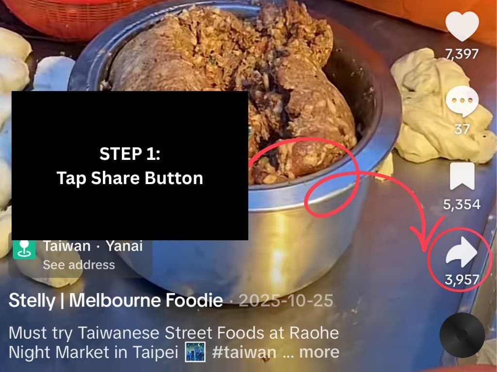 Tap the share button on TikTok